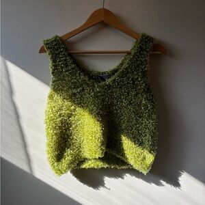 Green Fuzzy Retro Tank Top